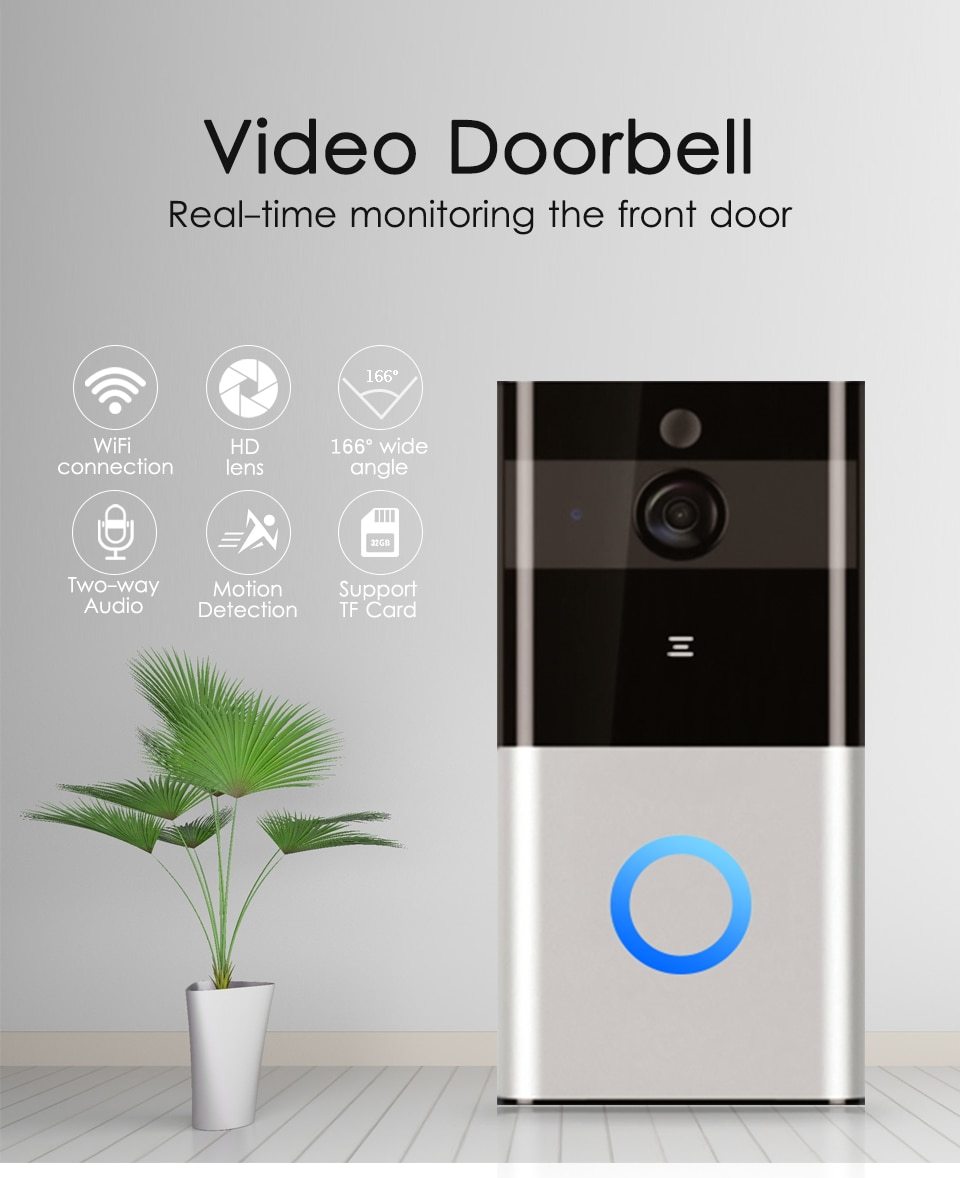 Marlboze 720P WiFi Smart Video Doorbell with Motion Detection