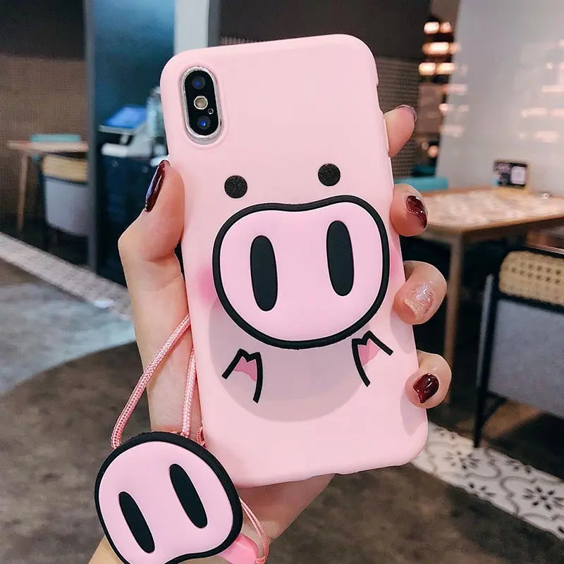 Compatible With Compatible With , Funny Cartoon PigCase For X XS Max XR Case For7 6s 8 8 Plus Cover Cute Nose Soft Back Cases Animal Capa Prime Mart