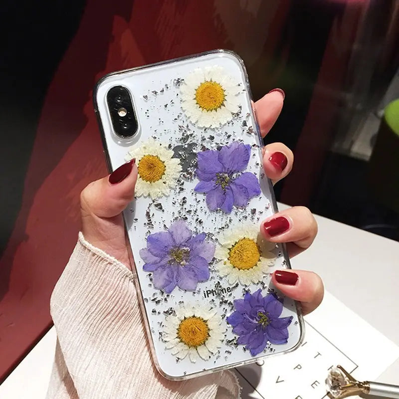 Compatible With Compatible With , Qianliyao Dried Real Flower Cases For I XR Case Handmade Clear Soft Back Cover For Prime Mart