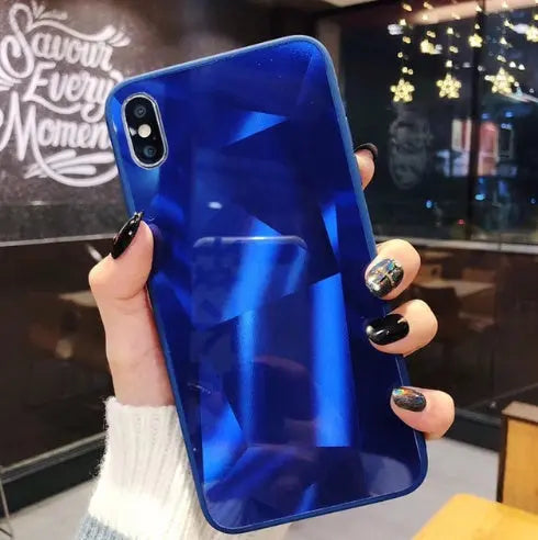 Compatible With Apple, Glitter Diamond Texture Case For X XS Max XR 7 Plus Mirror Acrylic Back Cover Cases For 6 S 7 8 Plus Prime Mart