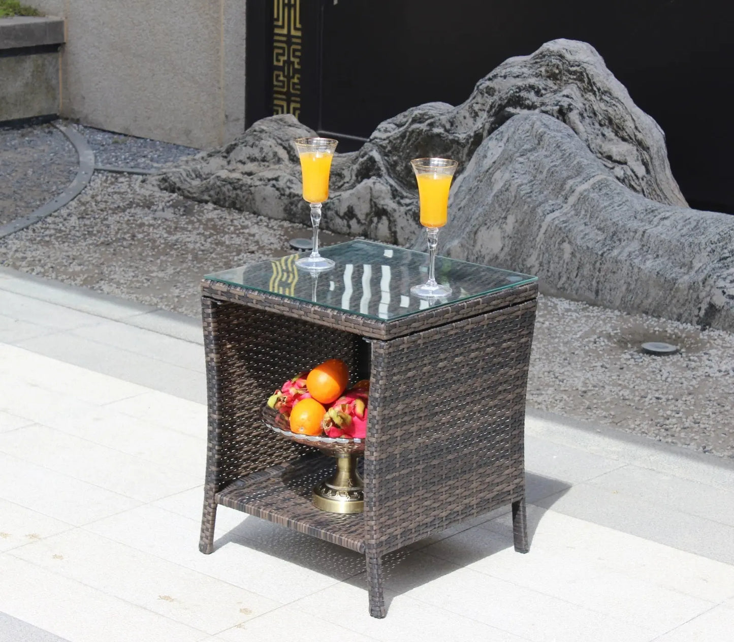 Outdoor Patio Furniture 1 Coffee Table With Clear Tempered Glass Prime Mart