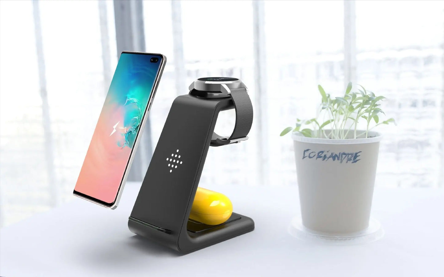 Prime Mart 3-in-1 Fast Charging Station – Wireless Quick Charge Dock & Phone Stand Prime Mart