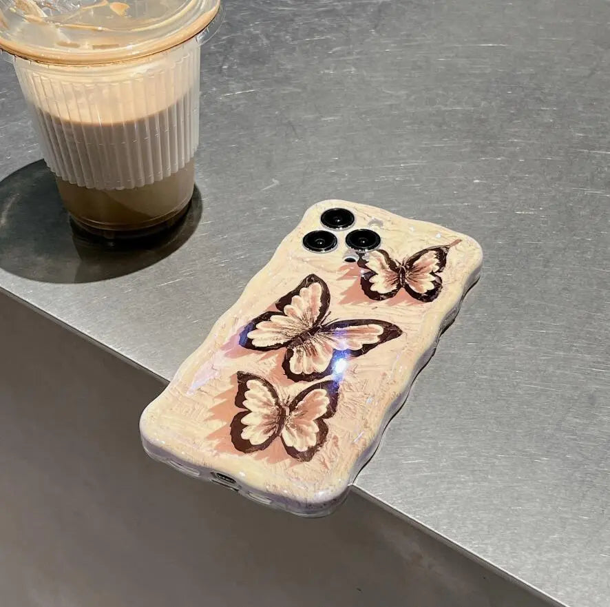 Wave Pattern Blue Light Butterfly Pattern Phone Case Prime Mart