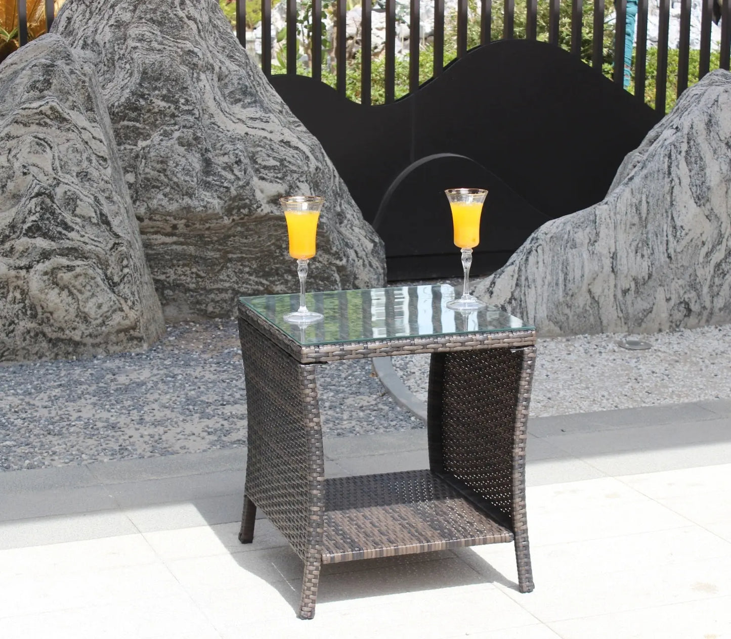 Outdoor Patio Furniture 1 Coffee Table With Clear Tempered Glass Prime Mart