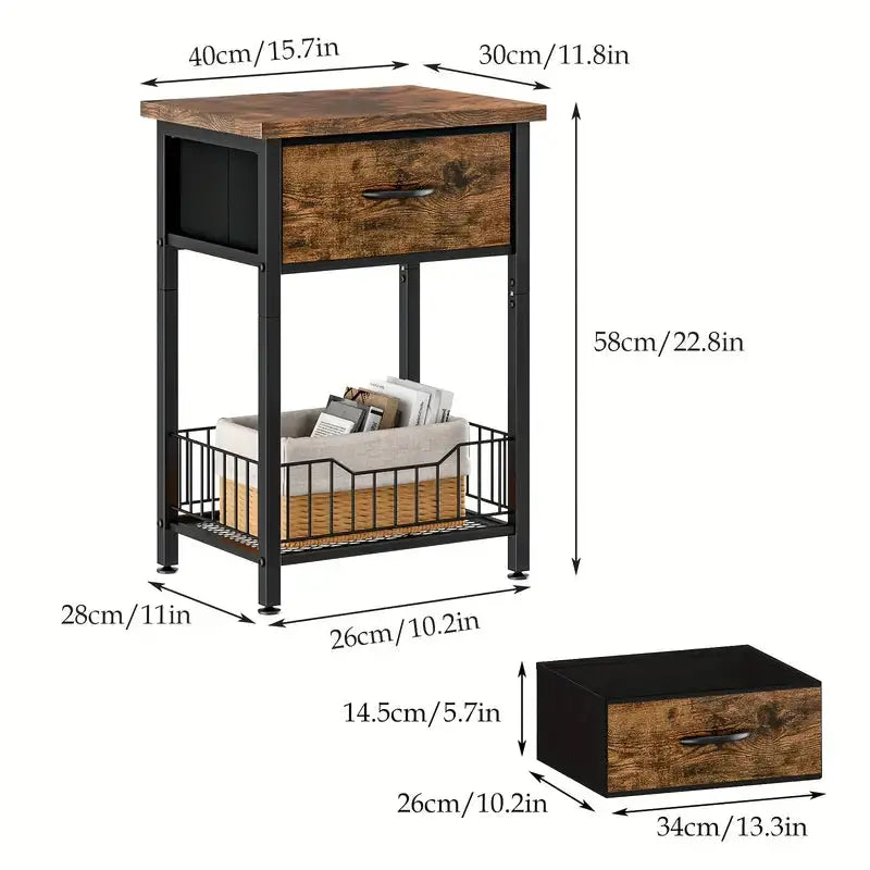 Versatile Bedside Table Organizer - Brown TM