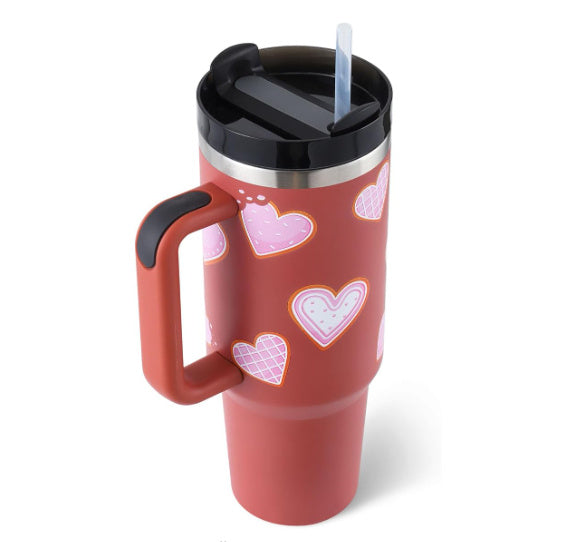 40oz Insulated Tumbler with Handle & Straw – Spill-Proof Travel Mug