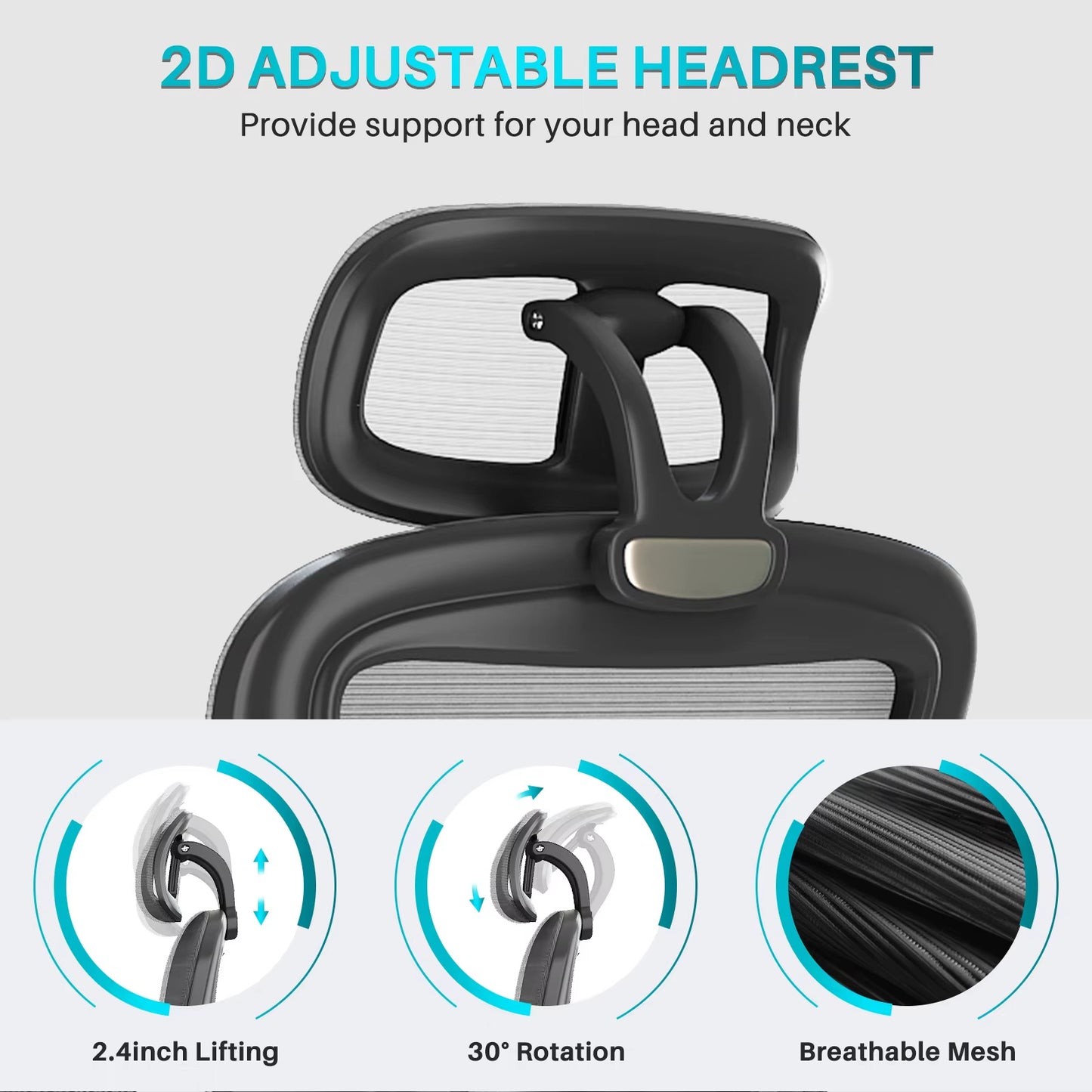 Ergonomic Black Swivel Office Chair β High Back Mesh with Adjustable Headrest