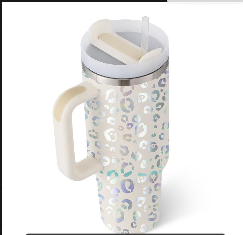 40oz Insulated Tumbler with Handle & Straw – Spill-Proof Travel Mug
