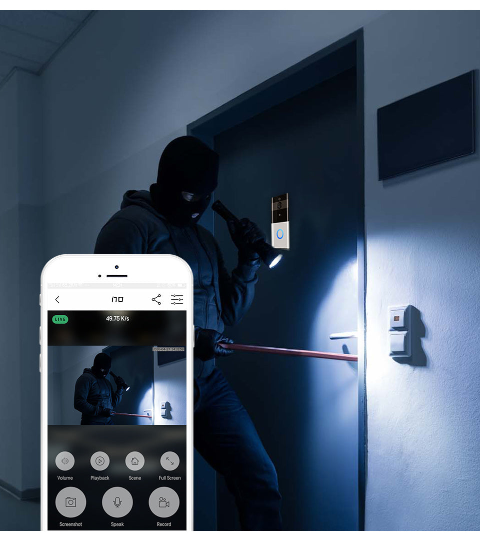 Marlboze 720P WiFi Smart Video Doorbell with Motion Detection