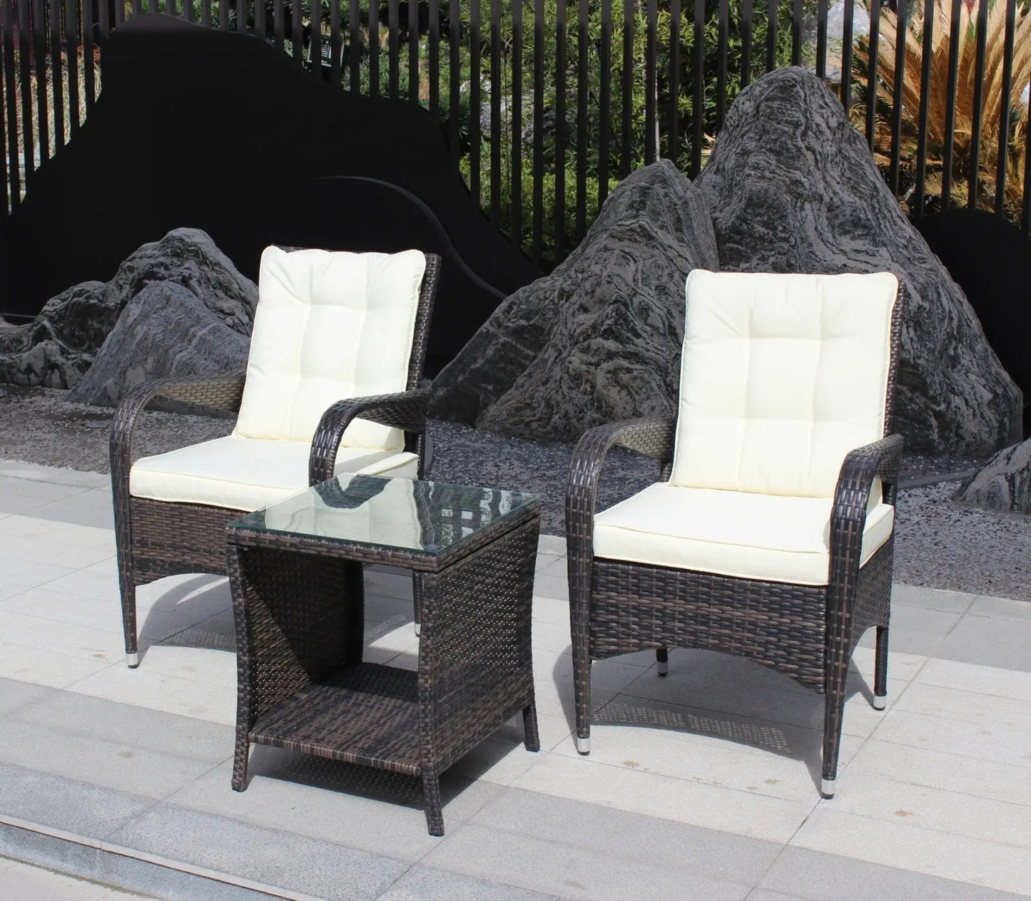 Outdoor Patio Furniture 1 Coffee Table With Clear Tempered Glass Prime Mart
