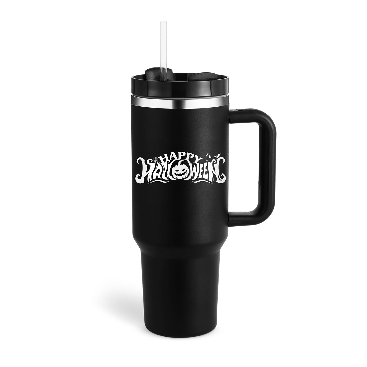 40oz Insulated Tumbler with Handle & Straw – Spill-Proof Travel Mug
