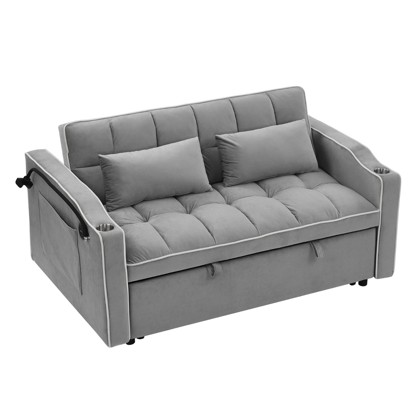 55.5” Foldable Velvet Sofa Bed – Modern Pull-Out, Adjustable in 3 Lengths
