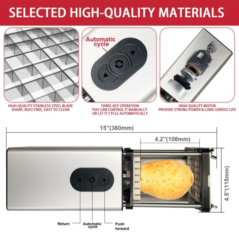 Electric French Fry Cutter – Stainless Steel Vegetable Slicer