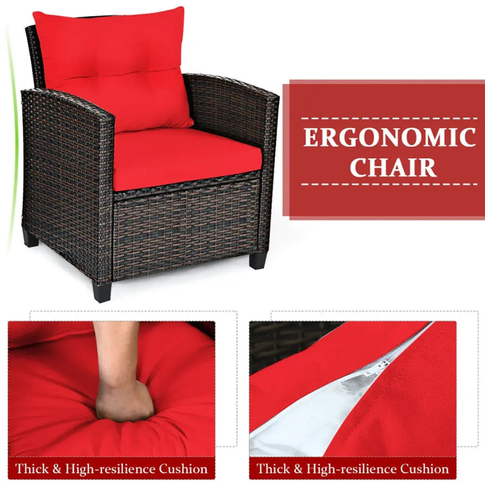 3-Piece Rattan Patio Furniture Set – Washable Cushions Prime Mart