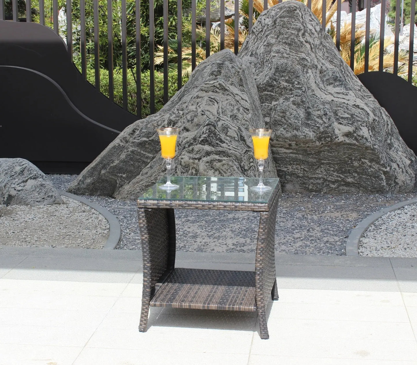 Outdoor Patio Furniture 1 Coffee Table With Clear Tempered Glass Prime Mart