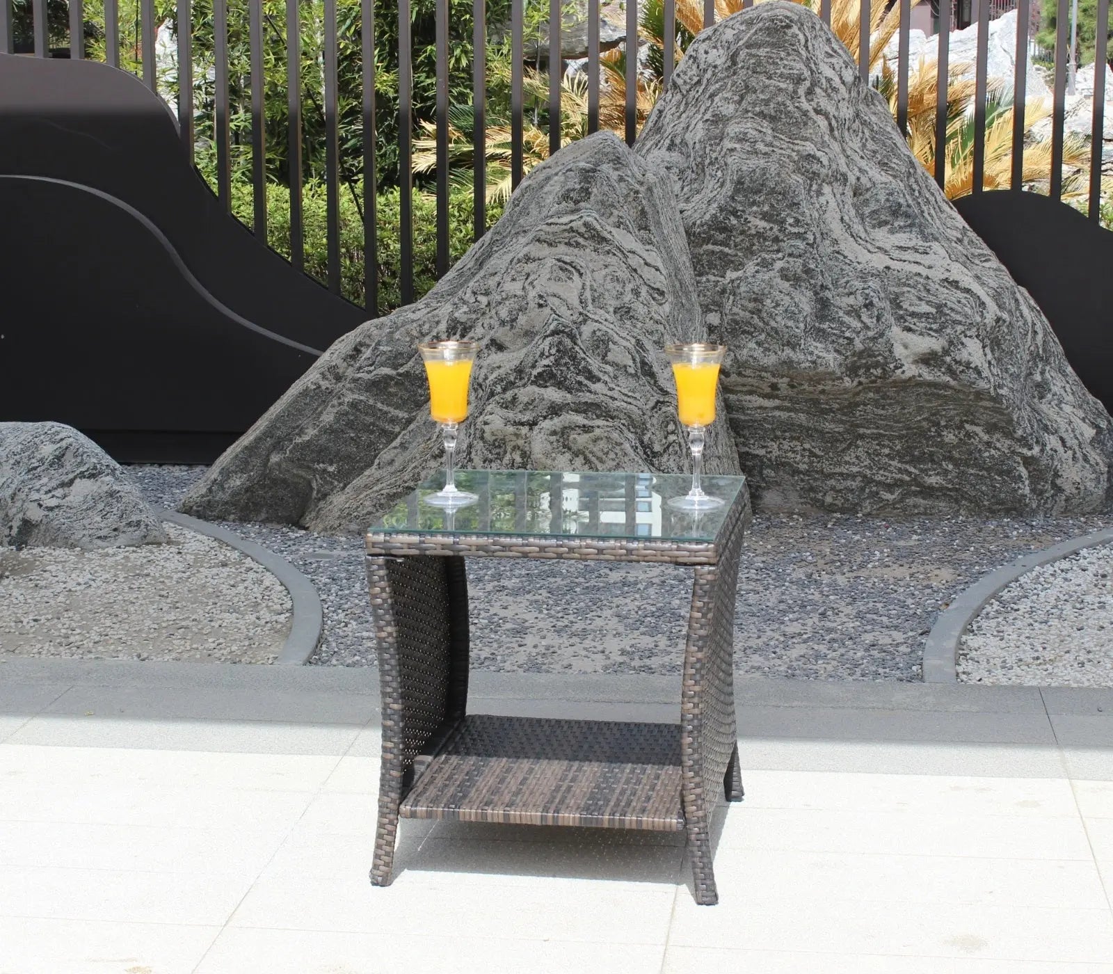Outdoor Patio Furniture 1 Coffee Table With Clear Tempered Glass Prime Mart