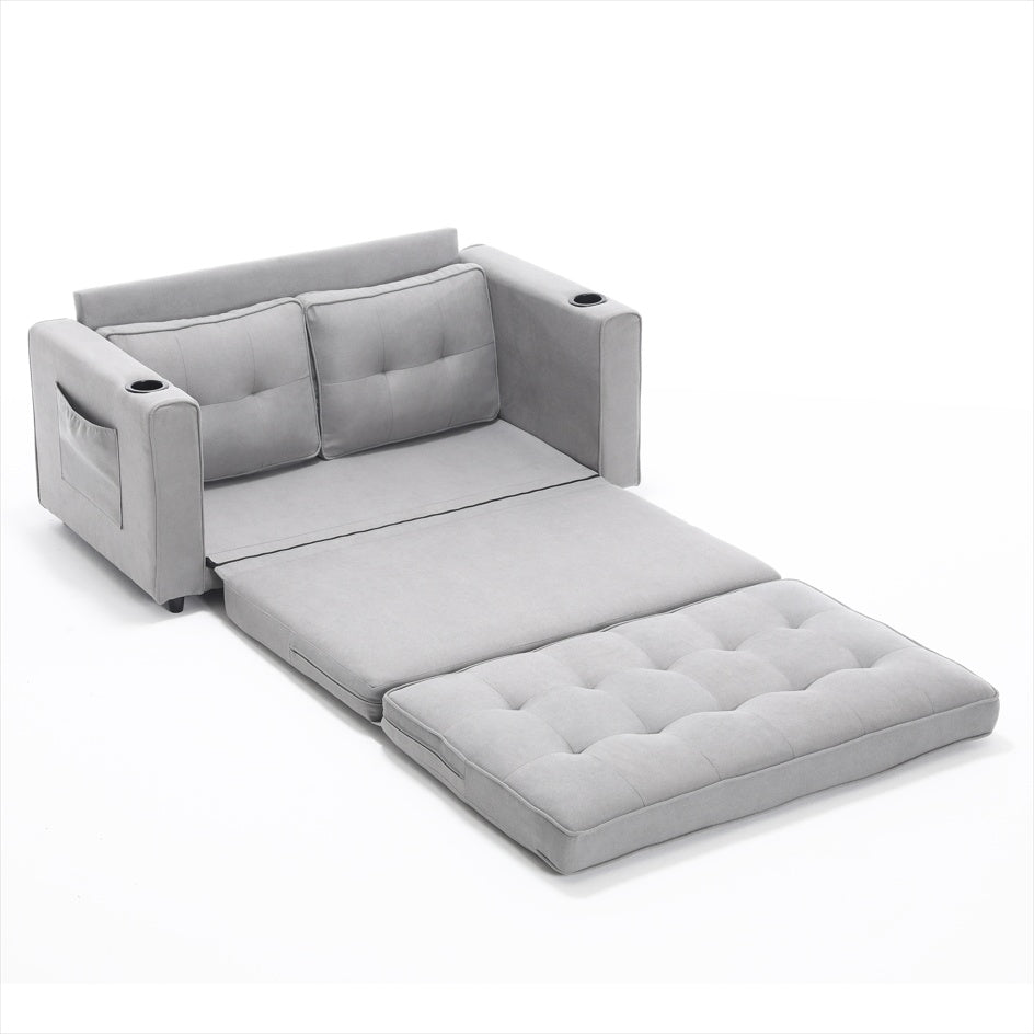 3-in-1 Upholstered Futon – Foldable Convertible Sofa Bed with Pull-Out Sleeper