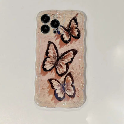 Wave Pattern Blue Light Butterfly Pattern Phone Case Prime Mart