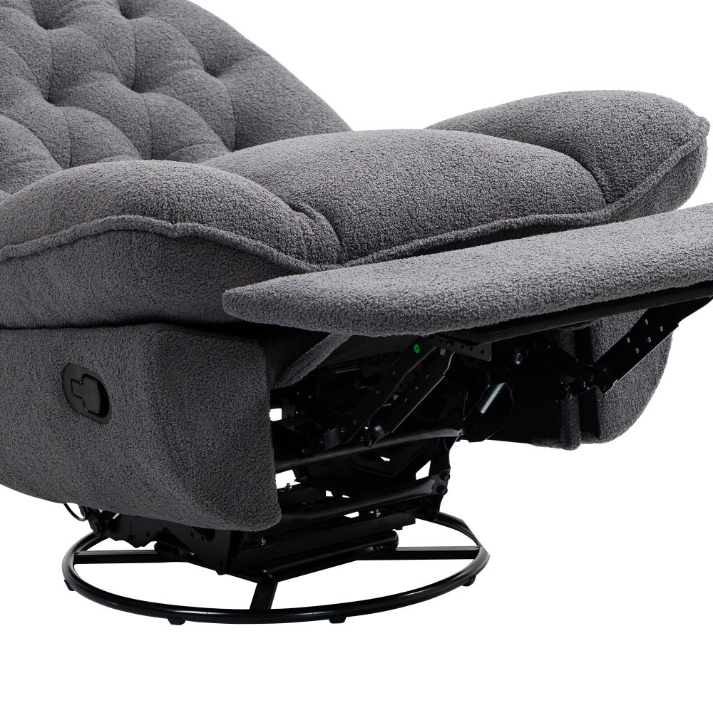 360° Swivel Recliner Chair with Chenille Upholstery – Gray