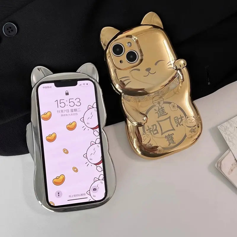 Luxury Chinese Style Electroplated Fortune Cat Phone Case New Female Prime Mart