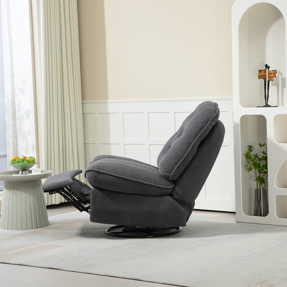 360° Swivel Recliner Chair with Chenille Upholstery – Gray