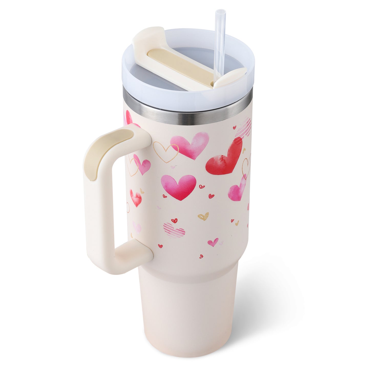 40oz Insulated Tumbler with Handle & Straw – Spill-Proof Travel Mug
