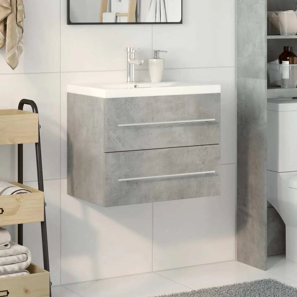 2-Piece Bathroom Furniture Set – Concrete Grey Wood Prime Mart