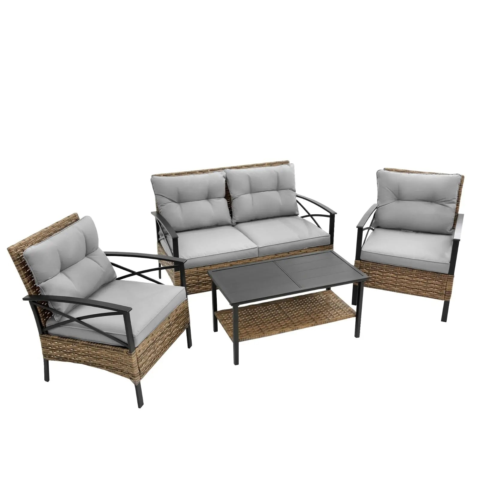 4-Piece Patio Sectional Sofa Set – KD Rattan Wicker Prime Mart