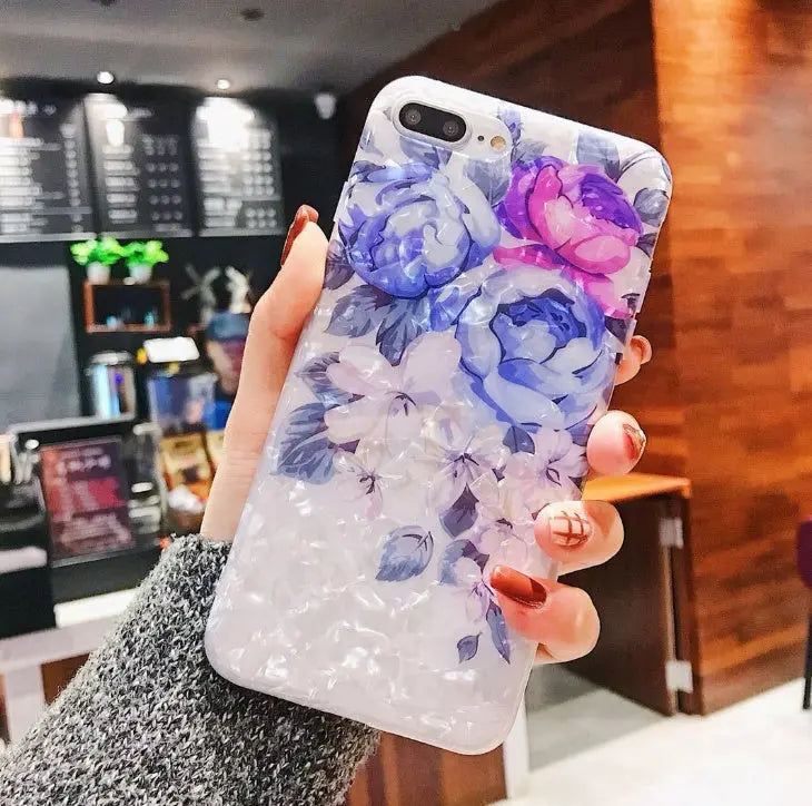 Compatible with Apple, Dream Shell Phone Case For iPhone X XS Max XR Rose Flower Back Cover Cases for iPhone 7 8 6 6s Plus Soft TPU Silicon Capa Prime Mart