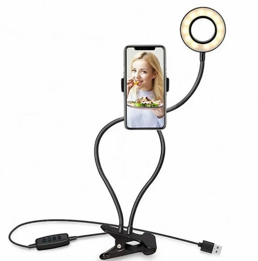 Prime Mart LED Selfie Ring Light – 8cm Adjustable Makeup & Live Light Prime Mart
