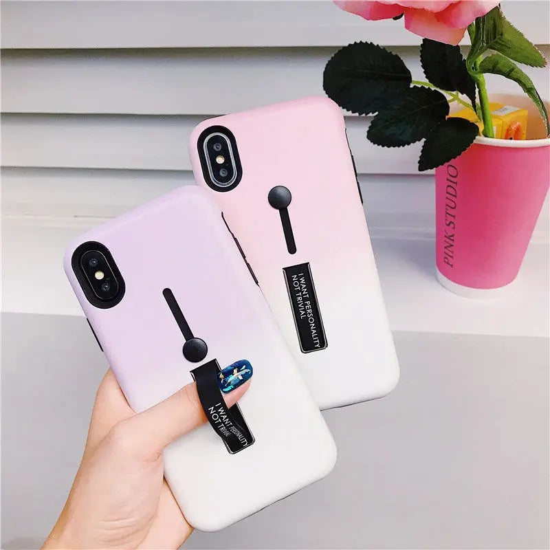 Compatible WithHide Ring Stand Case ForX 8 Plus Candy Double Color Phone Cases For 7 6 6s Plus TPU Prime Mart