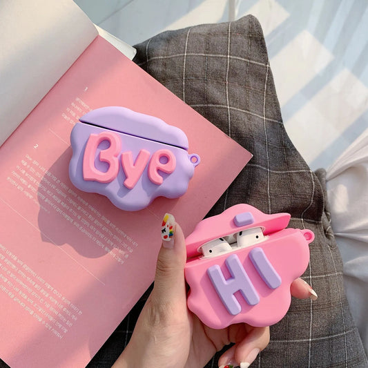 AirPod 2 Case 3D HI BYE Cloud Letter Cartoon Soft Silicone Wireless Earphone Cases For   Airpods Case Cute Cover Prime Mart