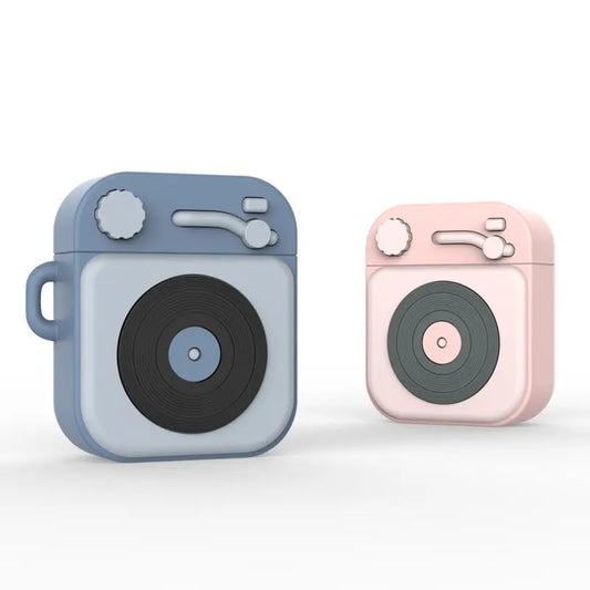Cartoon Retro Gramophone  Wireless Bluetooth Headset Silicone Case Prime Mart