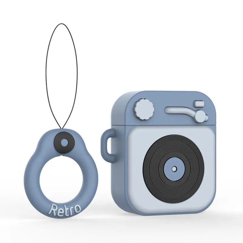 Cartoon Retro Gramophone  Wireless Bluetooth Headset Silicone Case Prime Mart
