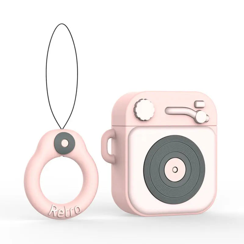 Cartoon Retro Gramophone  Wireless Bluetooth Headset Silicone Case Prime Mart