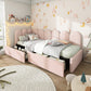 3FT Pink Velvet Daybed with Storage – 90x190cm Sofa Bed (No Mattress)