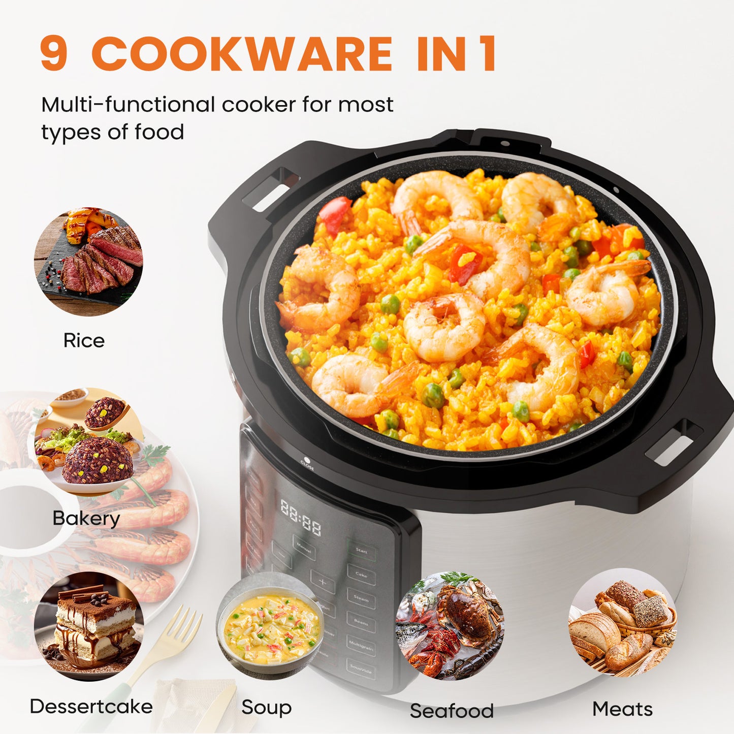 9-in-1 Electric Pressure Cooker & Multi-Function Smart Pot