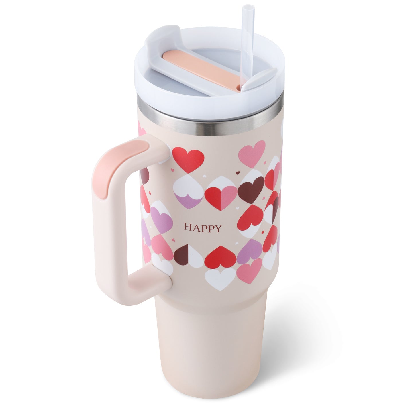 40oz Insulated Tumbler with Handle & Straw – Spill-Proof Travel Mug