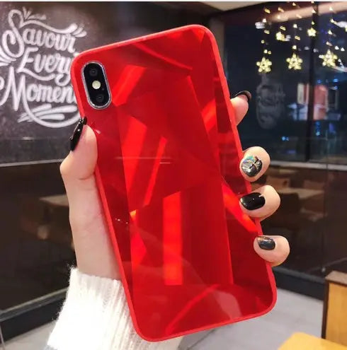 Compatible With Apple, Glitter Diamond Texture  Case For  X XS Max XR 7 Plus Mirror Acrylic Back Cover Cases For  6 S 7 8 Plus Prime Mart