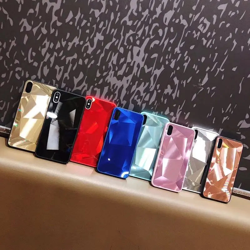 Compatible With Apple, Glitter Diamond Texture  Case For  X XS Max XR 7 Plus Mirror Acrylic Back Cover Cases For  6 S 7 8 Plus Prime Mart