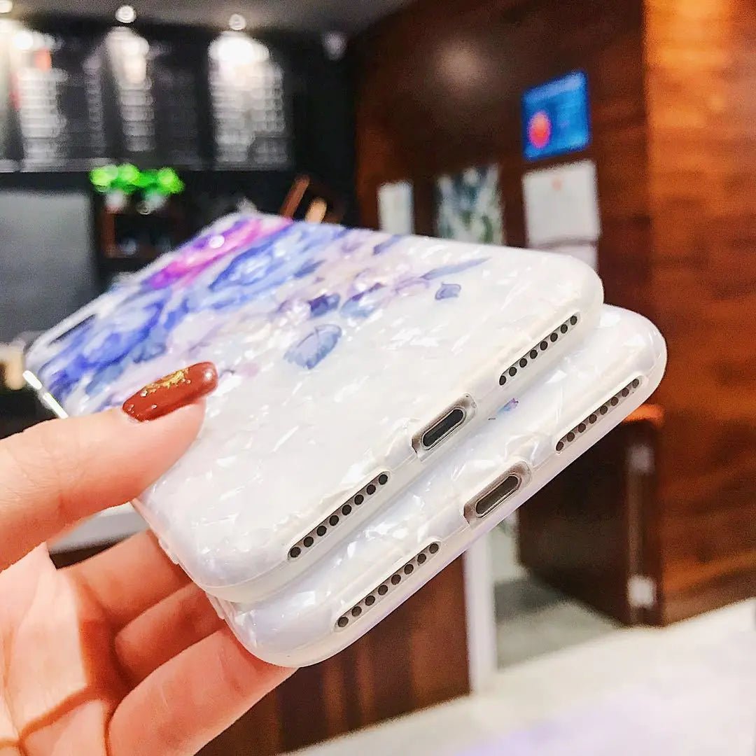 Compatible with Apple, Dream Shell Phone Case For iPhone X XS Max XR Rose Flower Back Cover Cases for iPhone 7 8 6 6s Plus Soft TPU Silicon Capa Prime Mart