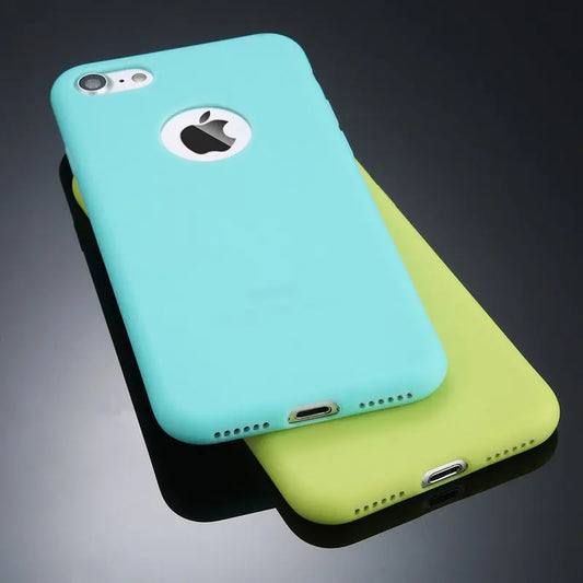 Compatible with Apple, Candy Color Phone Case For iPhone 7 Plus Plain Soft Silicon TPU Back Cover Cases For iPhoneX 7 6 6S Plus 5 5S SE Case Coque Prime Mart