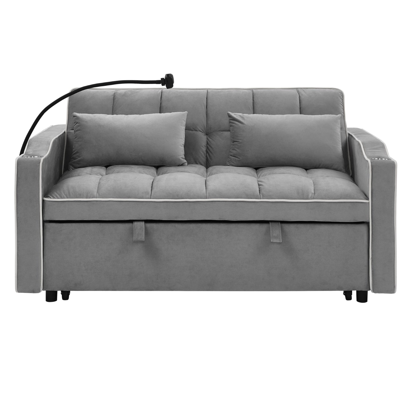 55.5” Foldable Velvet Sofa Bed – Modern Pull-Out, Adjustable in 3 Lengths