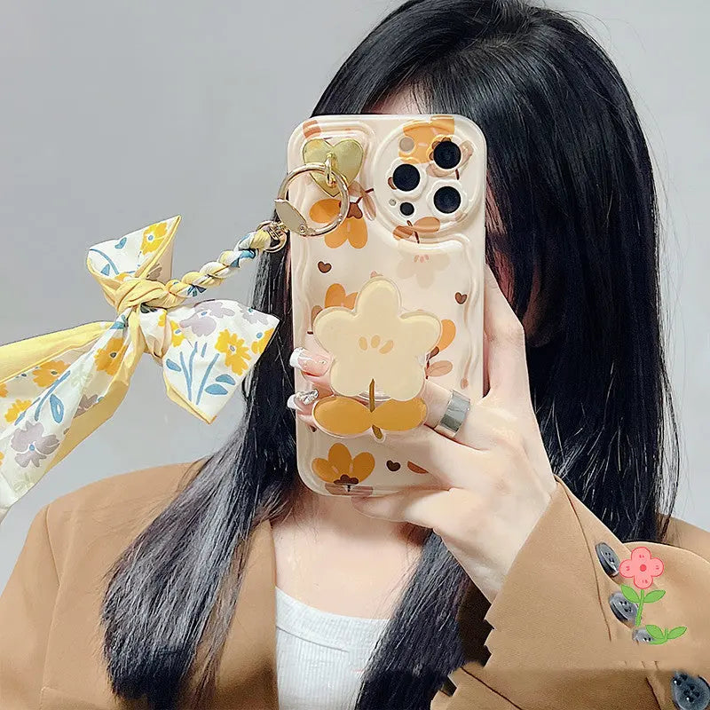Autumn Leaves And Flowers With Bow Silk Scarf Phone Cases - Prime Mart Prime Mart
