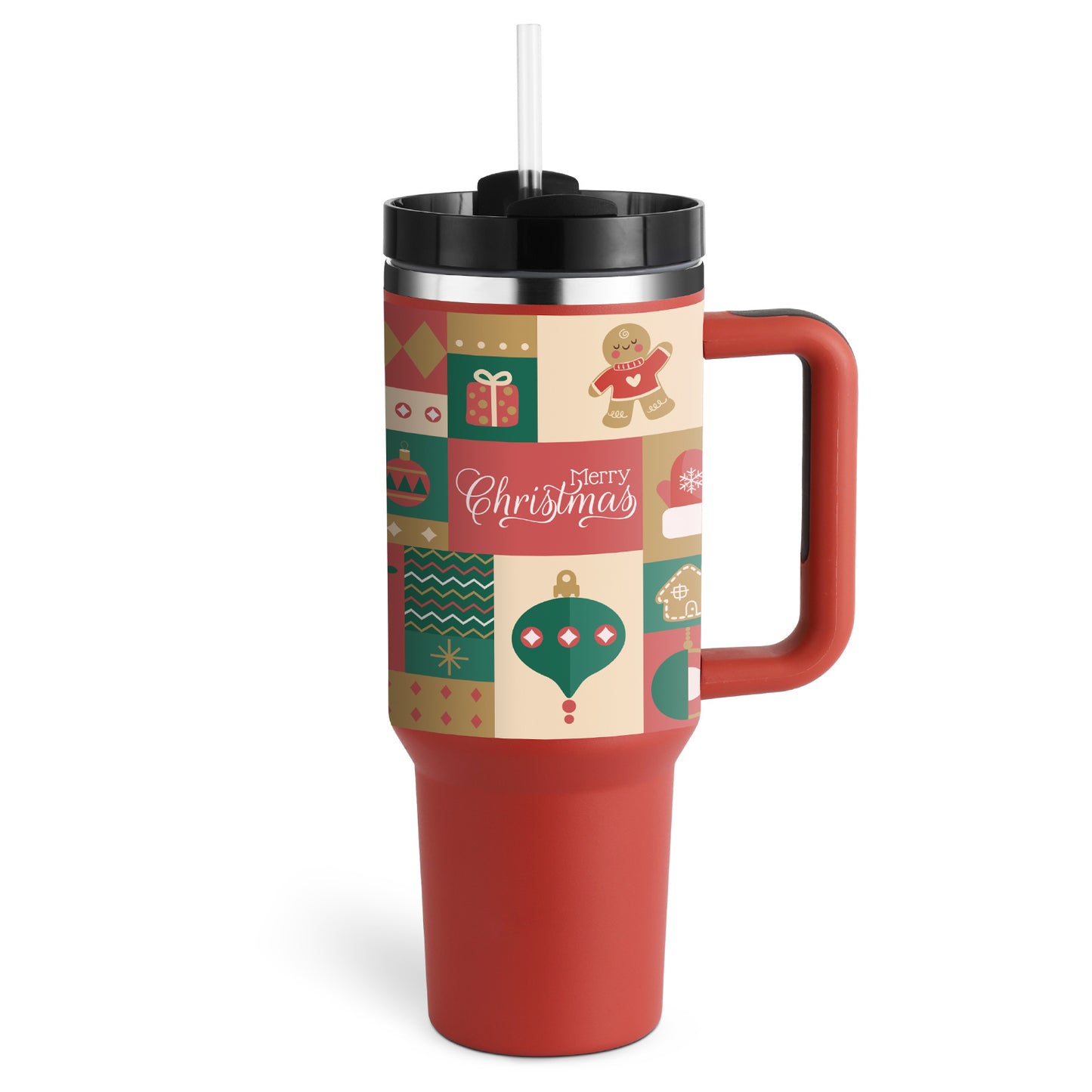 40oz Insulated Tumbler with Handle & Straw – Spill-Proof Travel Mug