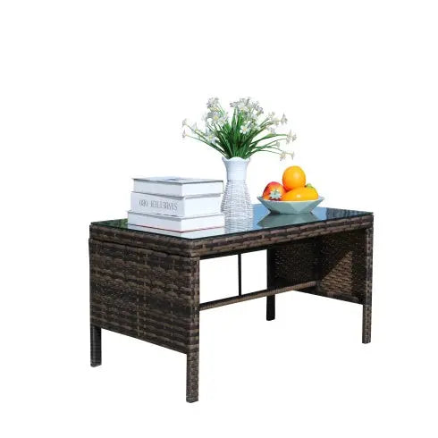 Outdoor Patio Coffee Table – Clear Tempered Glass Table Prime Mart