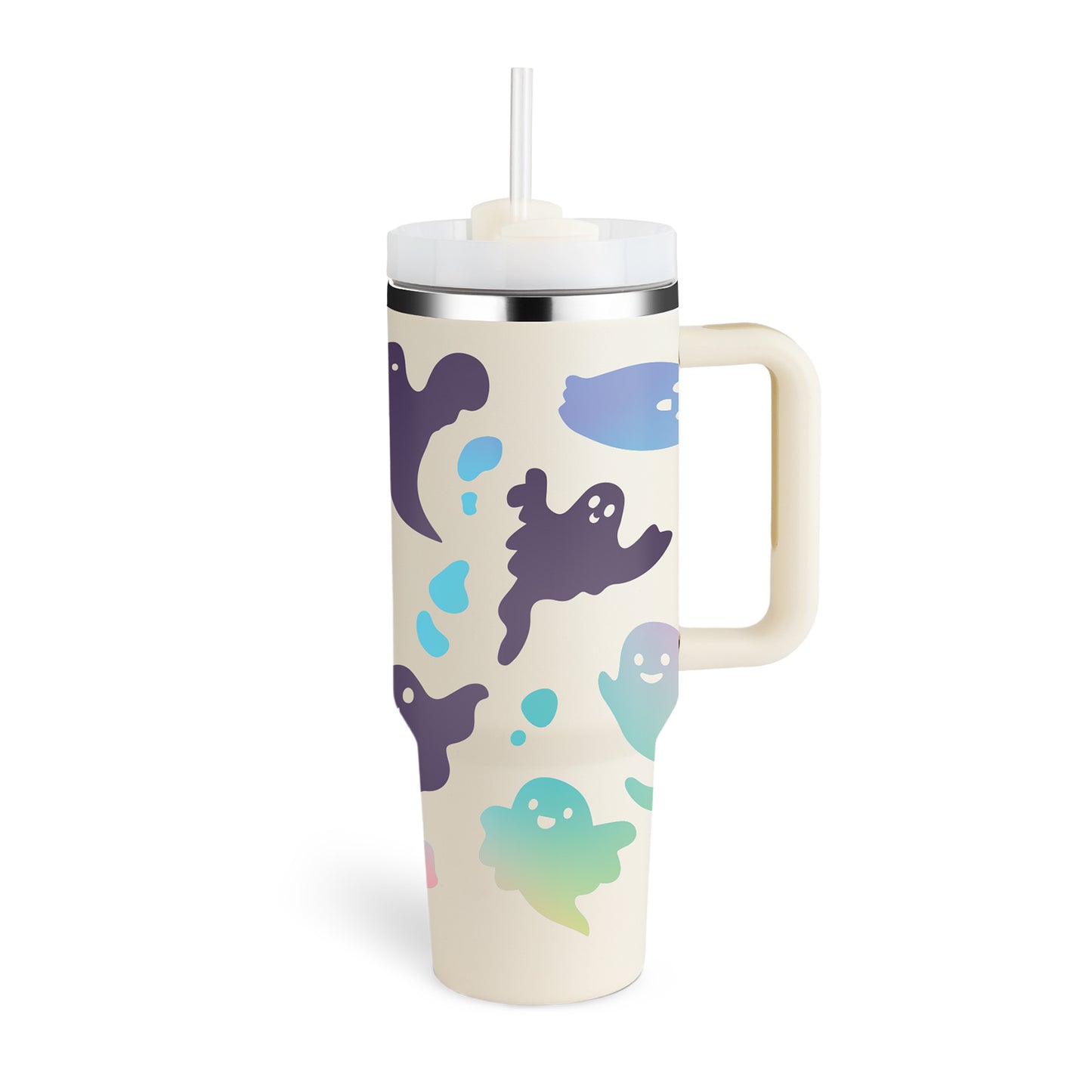 40oz Insulated Tumbler with Handle & Straw – Spill-Proof Travel Mug