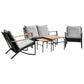 5-Piece Balcony Furniture Set – Black Steel with Cushions Prime Mart