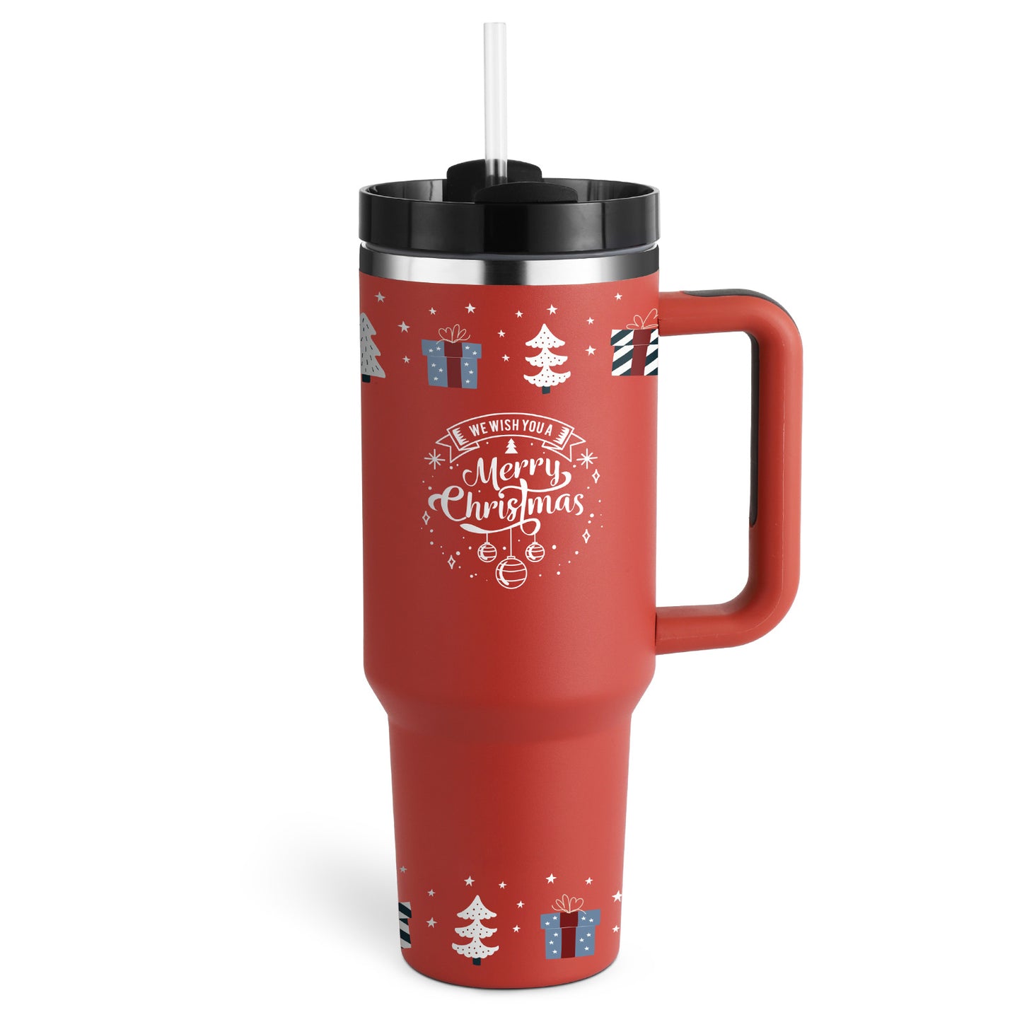 40oz Insulated Tumbler with Handle & Straw – Spill-Proof Travel Mug