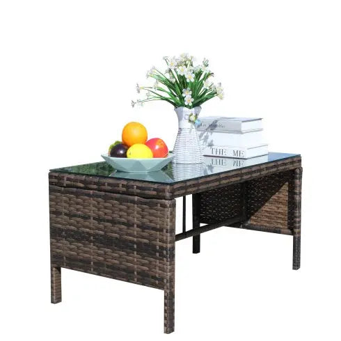 Outdoor Patio Coffee Table – Clear Tempered Glass Table Prime Mart